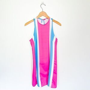 Mahi Gold Women’s Malibu Barbie Pink and Blue Retro Stripe Sleeveless Dress